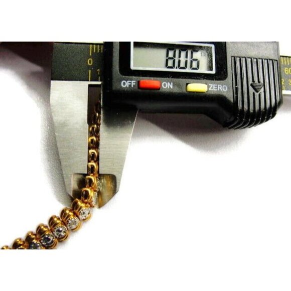 7" Vtg Tennis Bracelet Gold Plated 925 Sterling Silver Simulated Cubic Zirconia - Picture 7 of 12